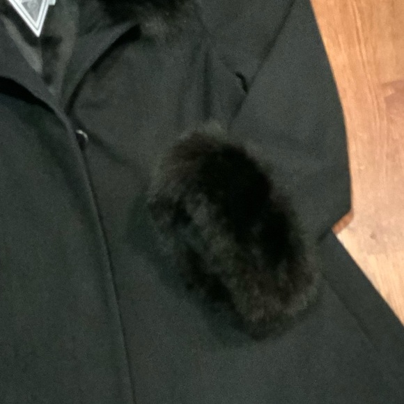 Marvin Richards Women Coat Lambswool Black Size 10 Faux Fur Collar Cuffs #EL14 - Picture 2 of 9